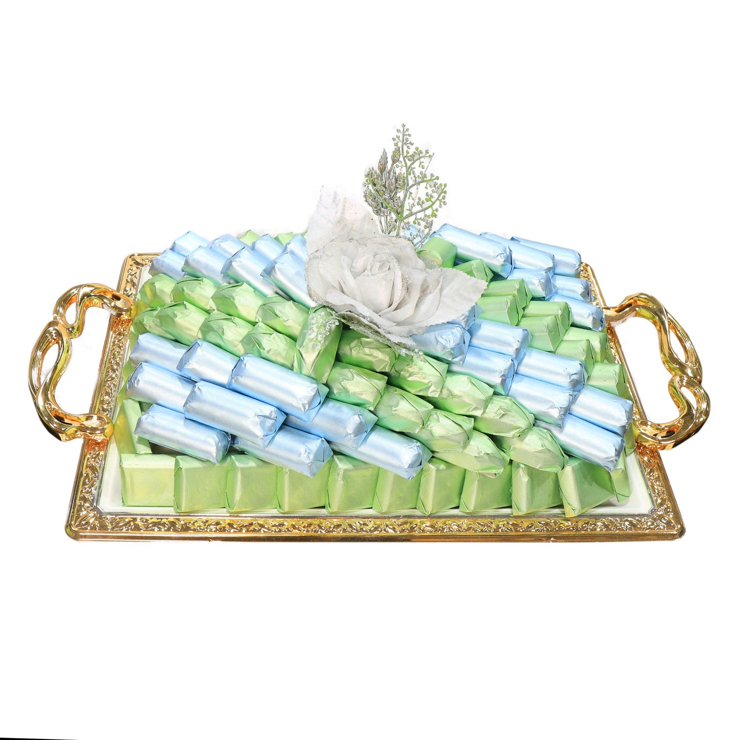 Small golden Belgium chocolate tray